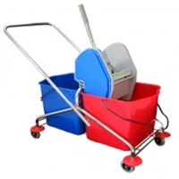 Trolley Janitor double bucket chrome